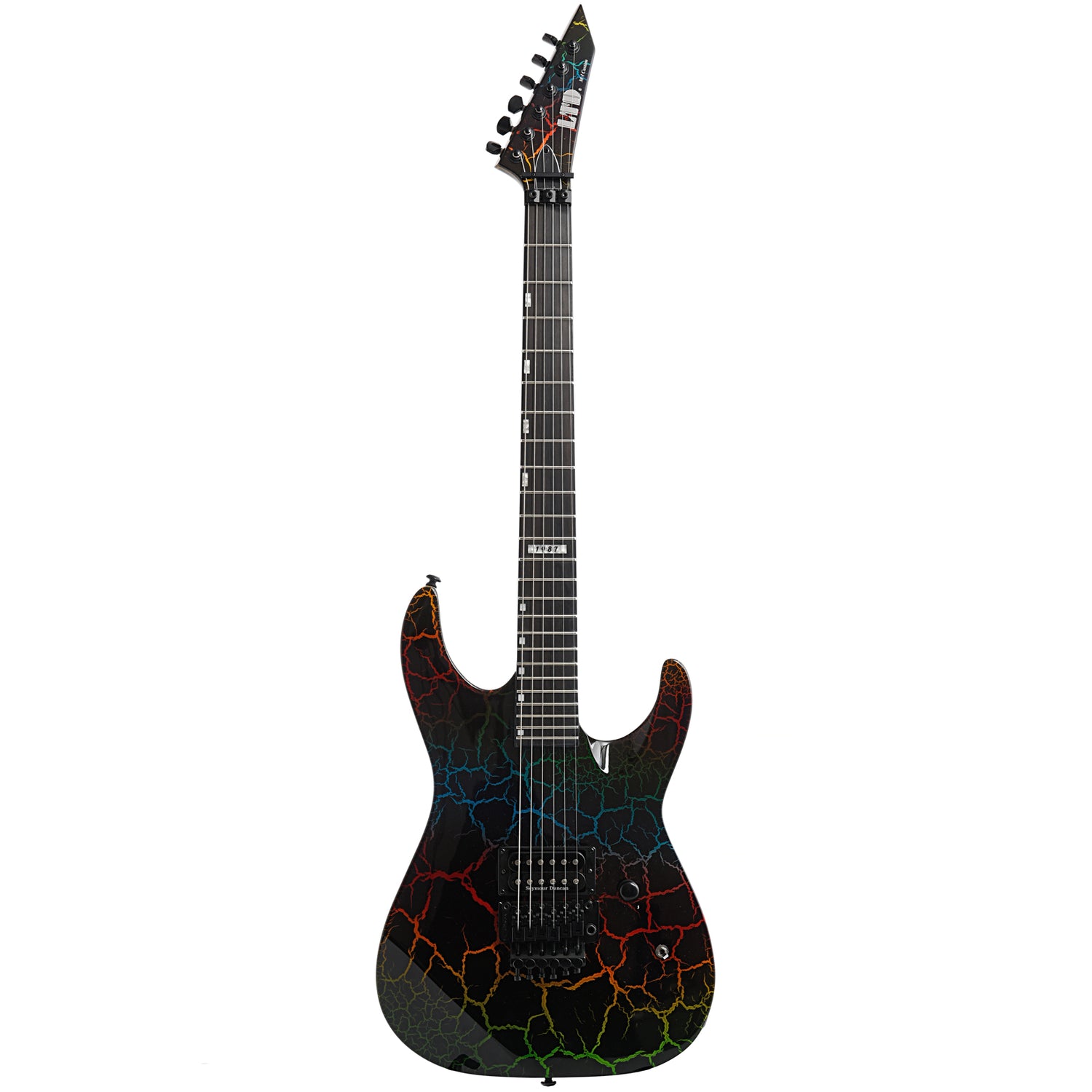 Full Front of ESP LTD M-1 Custom '87 Rainbow Crackle Electric Guitar