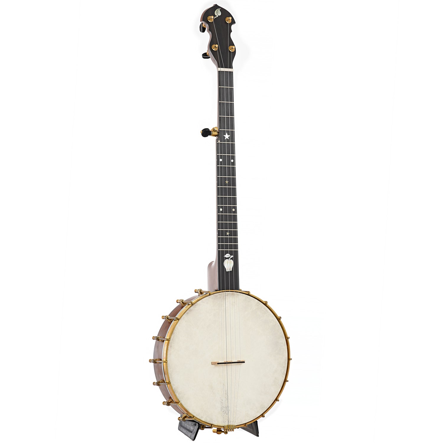 Full Front and Side of Baugus Short Scale Open Back Banjo