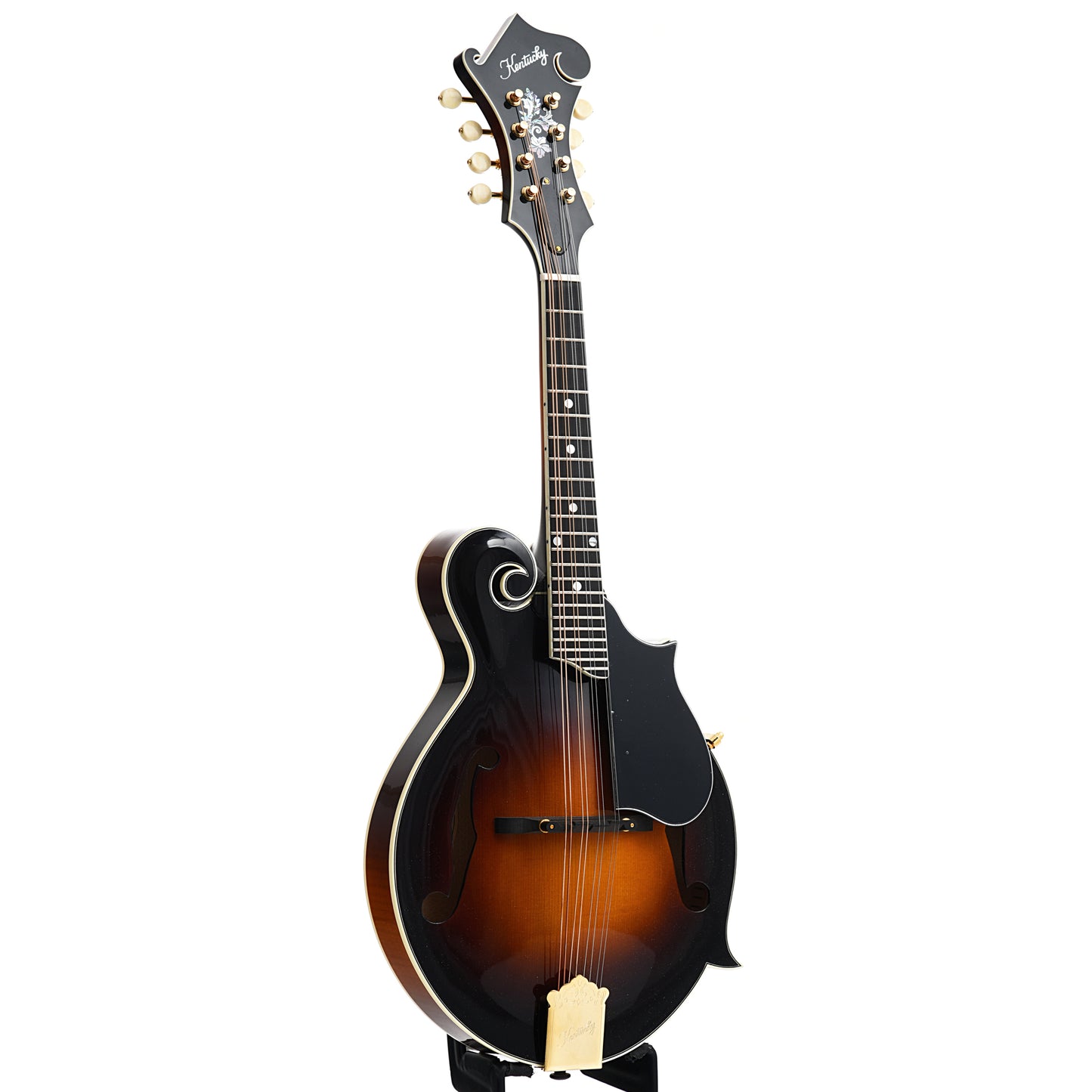 Full Front and Side of Kentucky KM-850 F-Style Mandolin, Vintage Sunburst