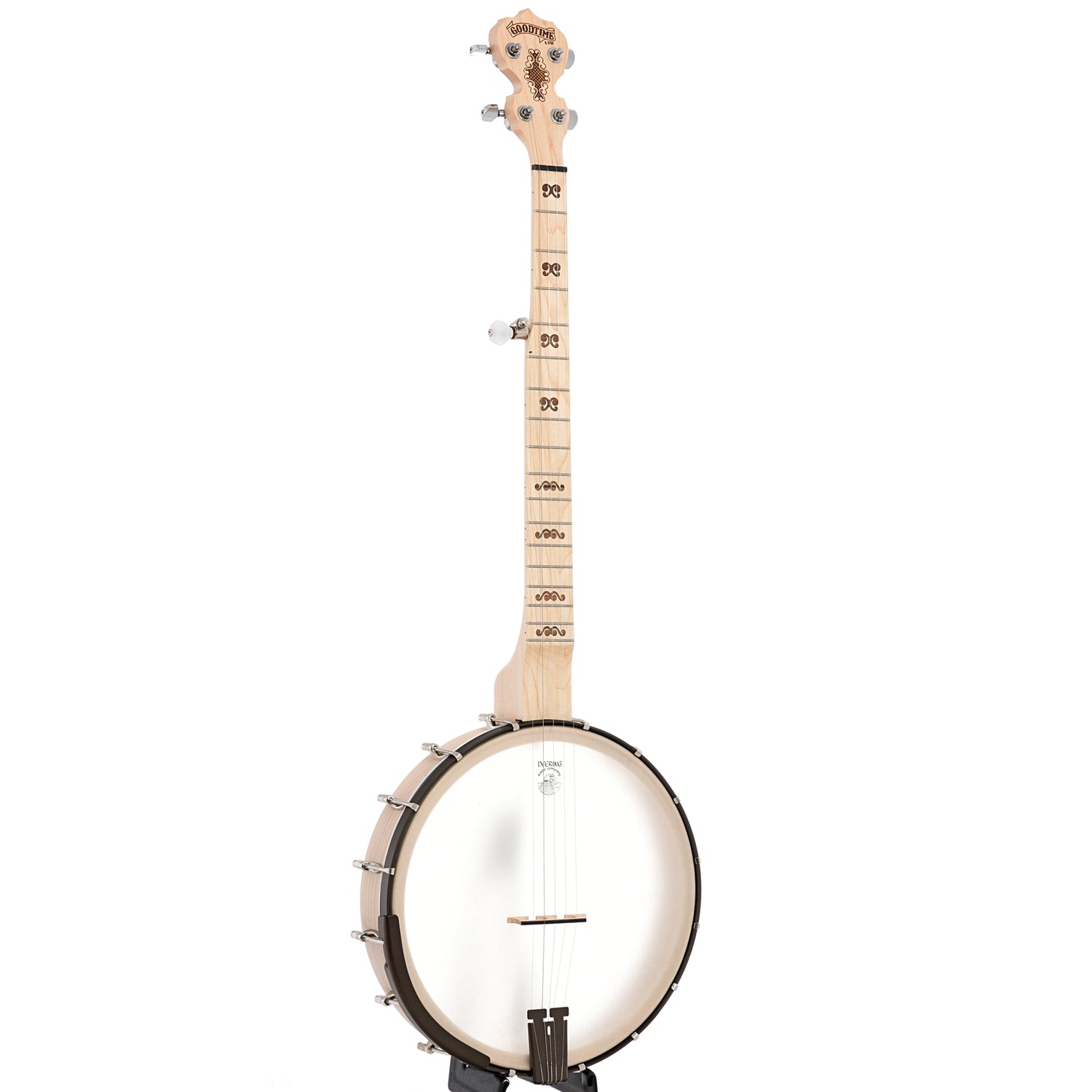 full front and side of Deering Goodtime Americana Limited Edition Bronze 12" Openback Banjo with Scooped Fretboard