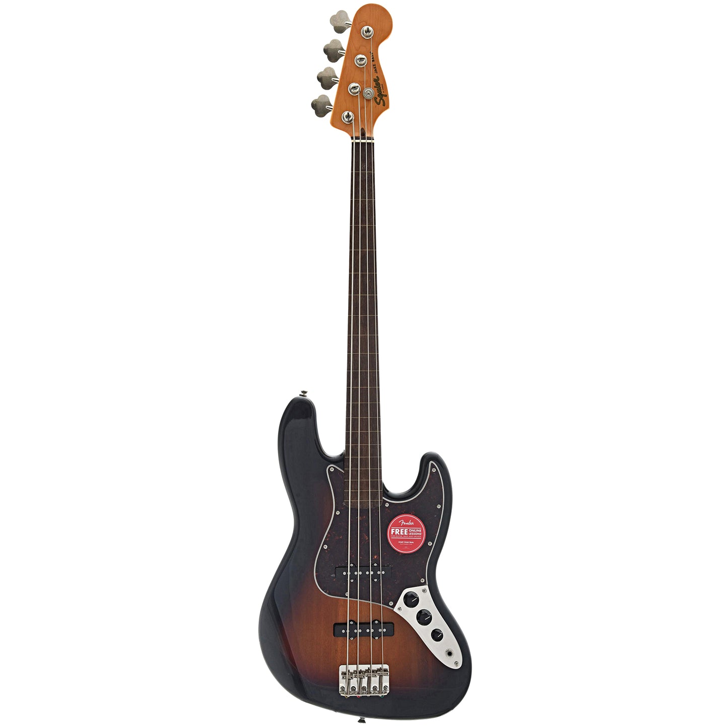 Full front of Squier Classic Vibe '60s Jazz Bass, Fretless