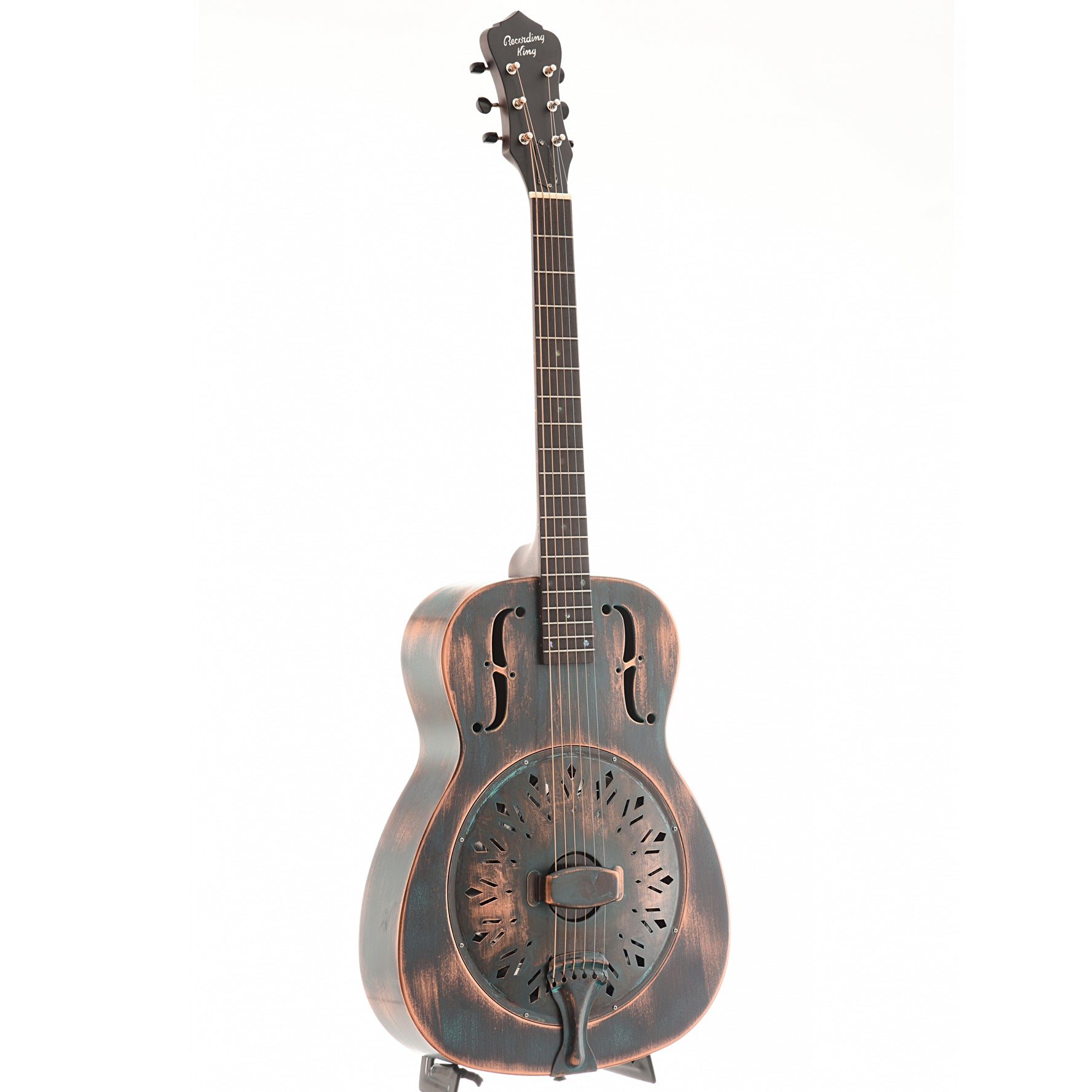 Full Front and Side of Recording King Limited Edition "Swamp Dog" Resonator Guitar