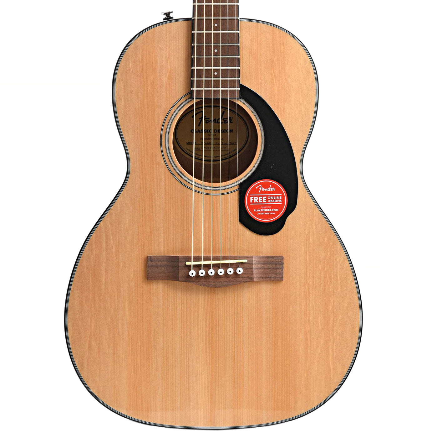 front of Fender CP-60S Parlor Acoustic, Natural Finish