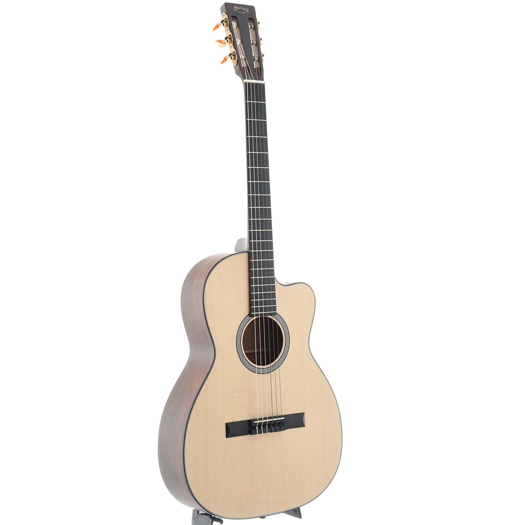 Full Front and Side of Martin 000C12-16E Nylon Guitar