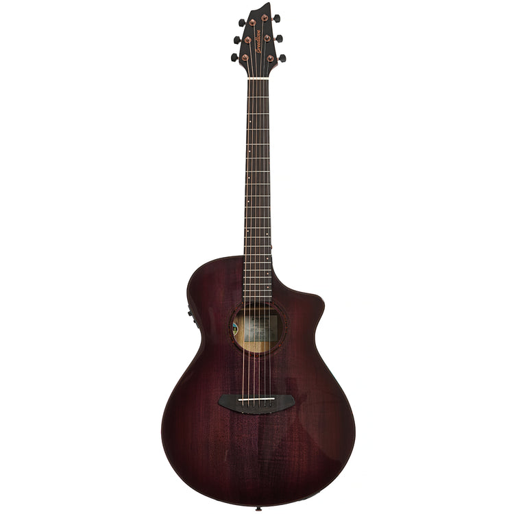 Full front of Breedlove Limited Edition Pursuit Exotic S Concert Pinot Burst CE Myrtlewood