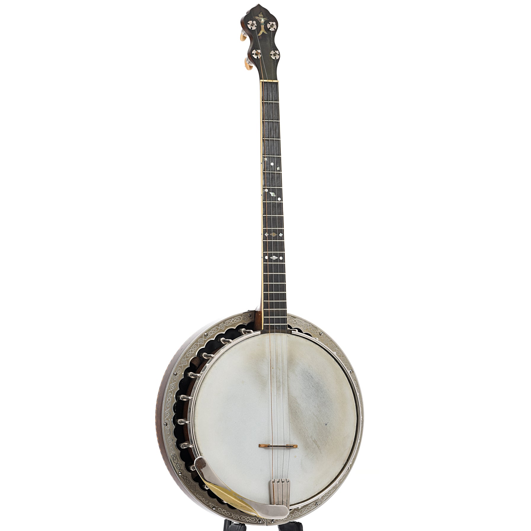 Full Front and side of  Washburn Style 5177 "Dasant" Tenor Banjo 