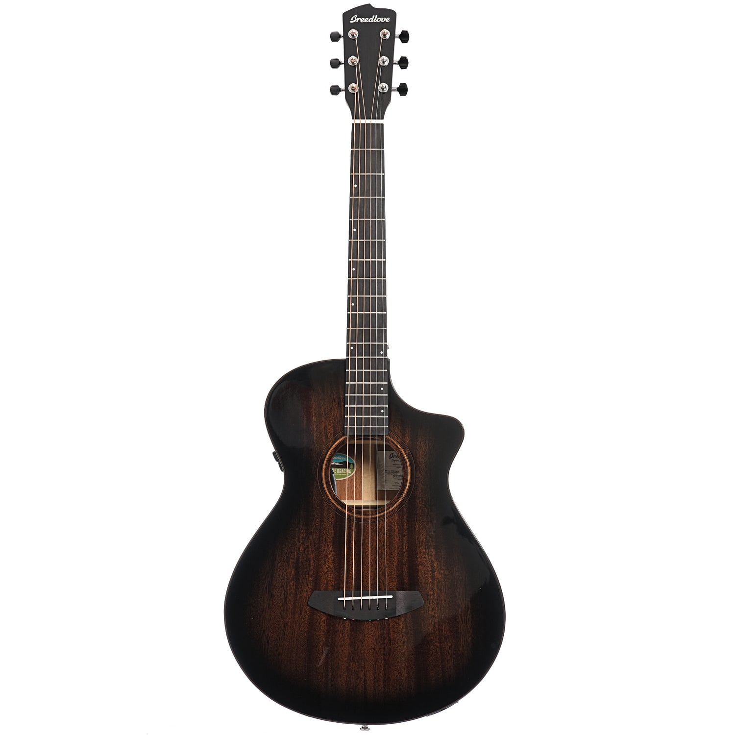 Full front of Breedlove Wildwood Pro Concertina Suede CE African Mahogany-African Mahogany