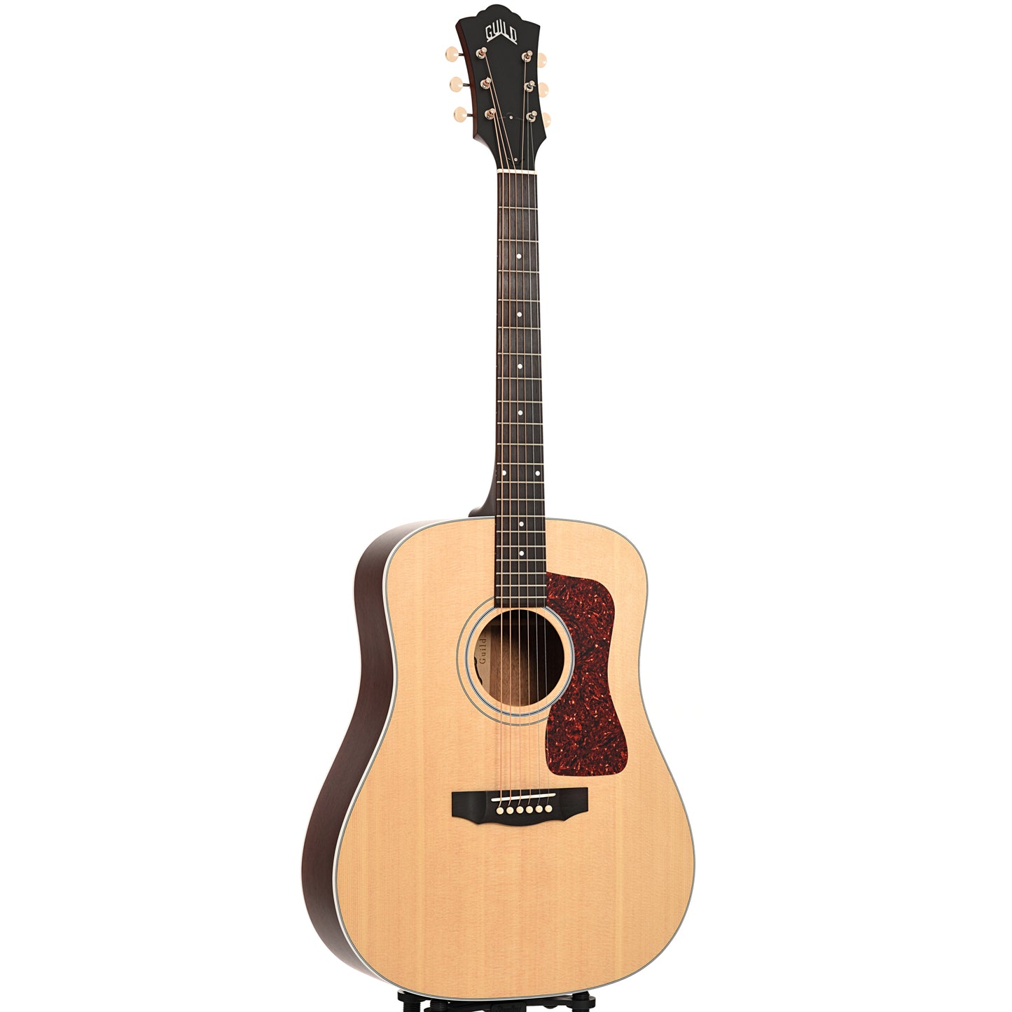 Full front and side of Guild USA D-40E Acoustic 