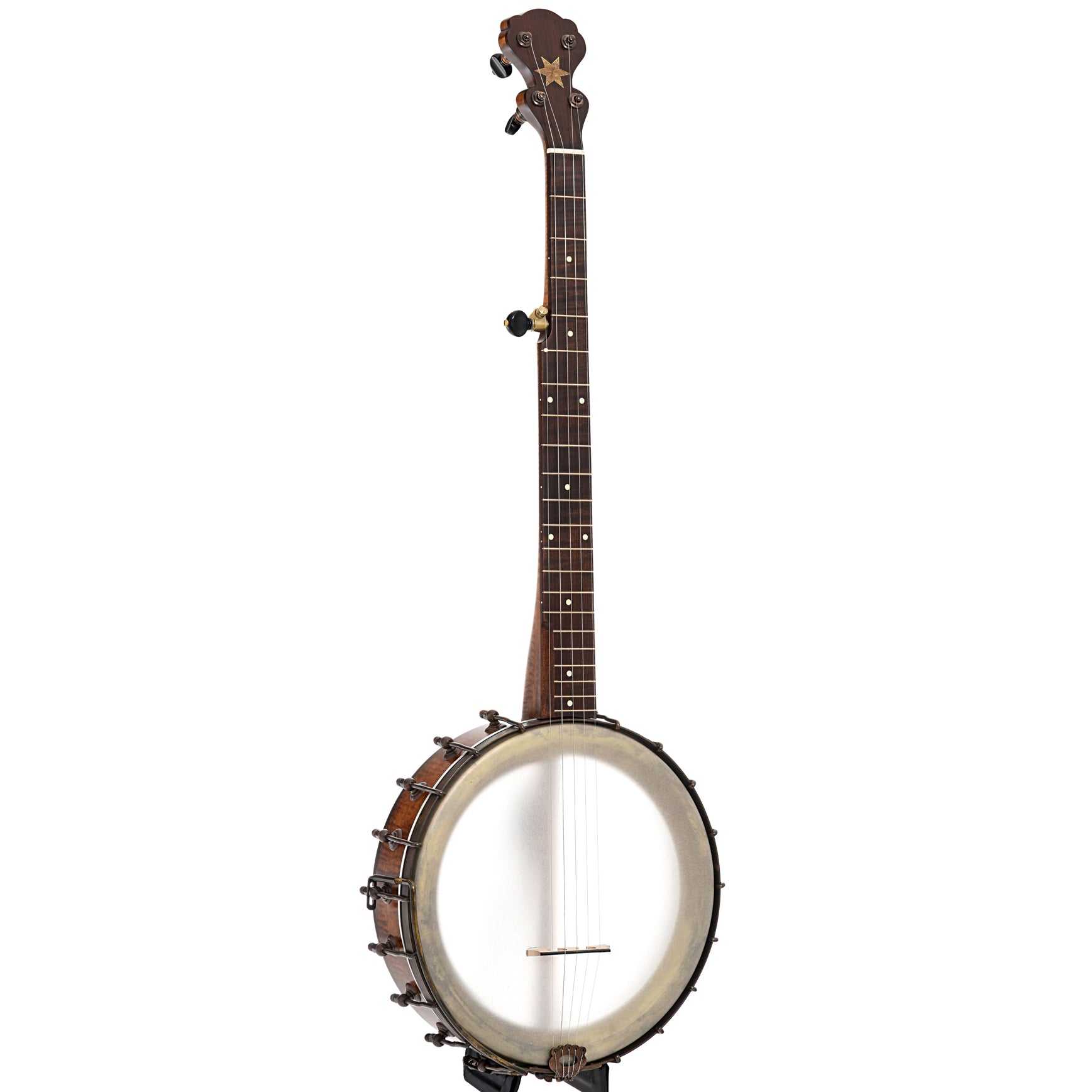Full front and side of Pete Ross Dobson Banjo, 11" Rim