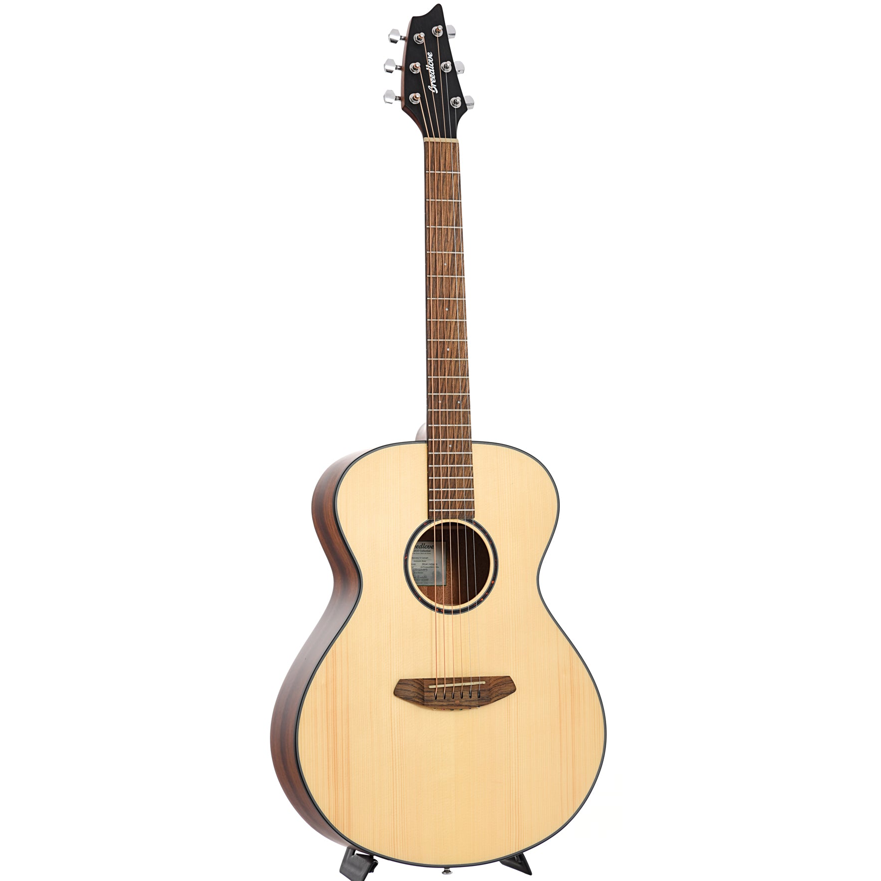 Full front and side of Breedlove Eco Collection Discovery S Concert European-African Mahogany