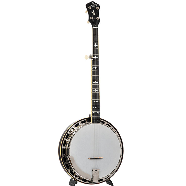 Full front and side of Recording King Madison Deluxe Resonator Banjo, Maple