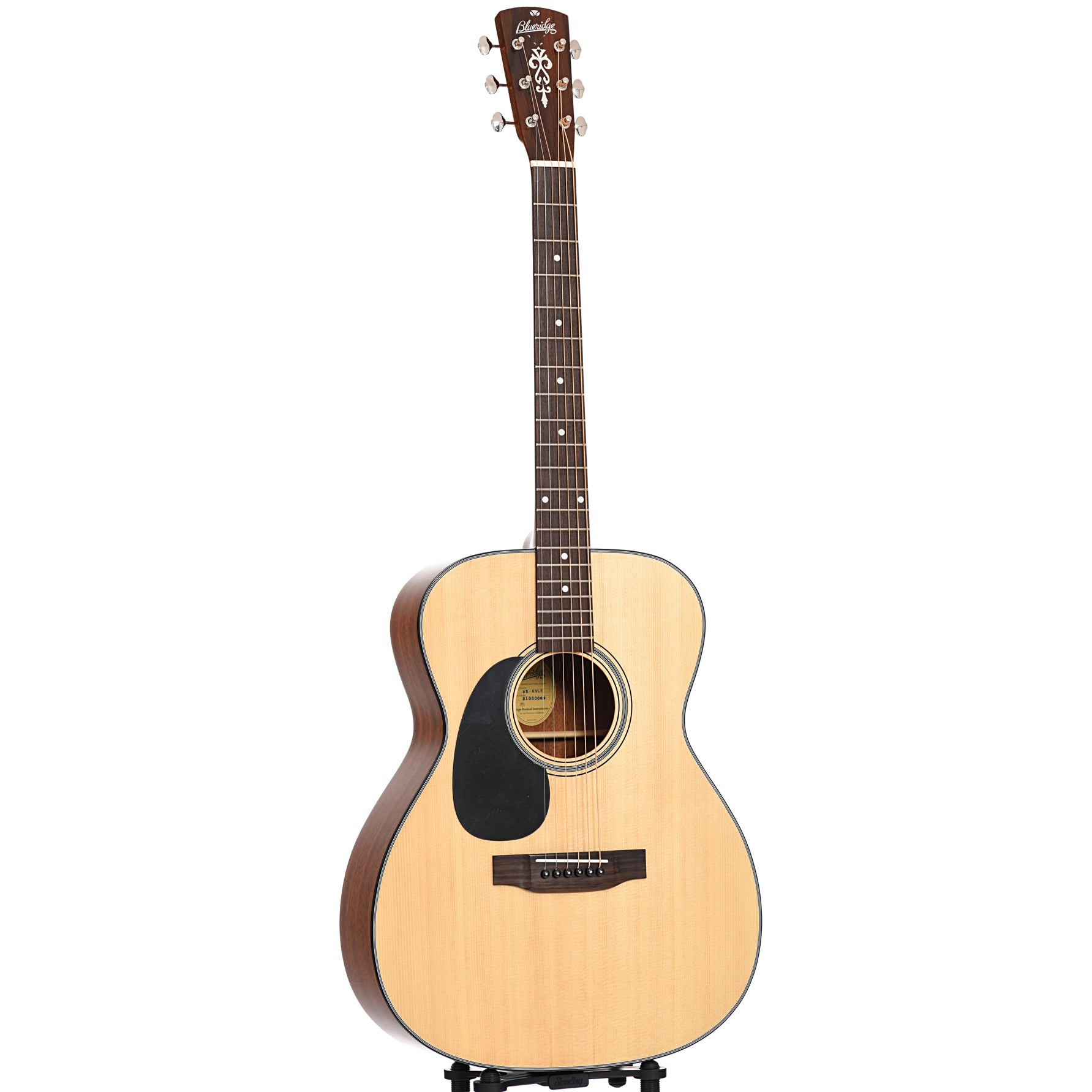 Full front and side of Blueridge Contemporary Series BR-43LH Left Handed 000 Acoustic