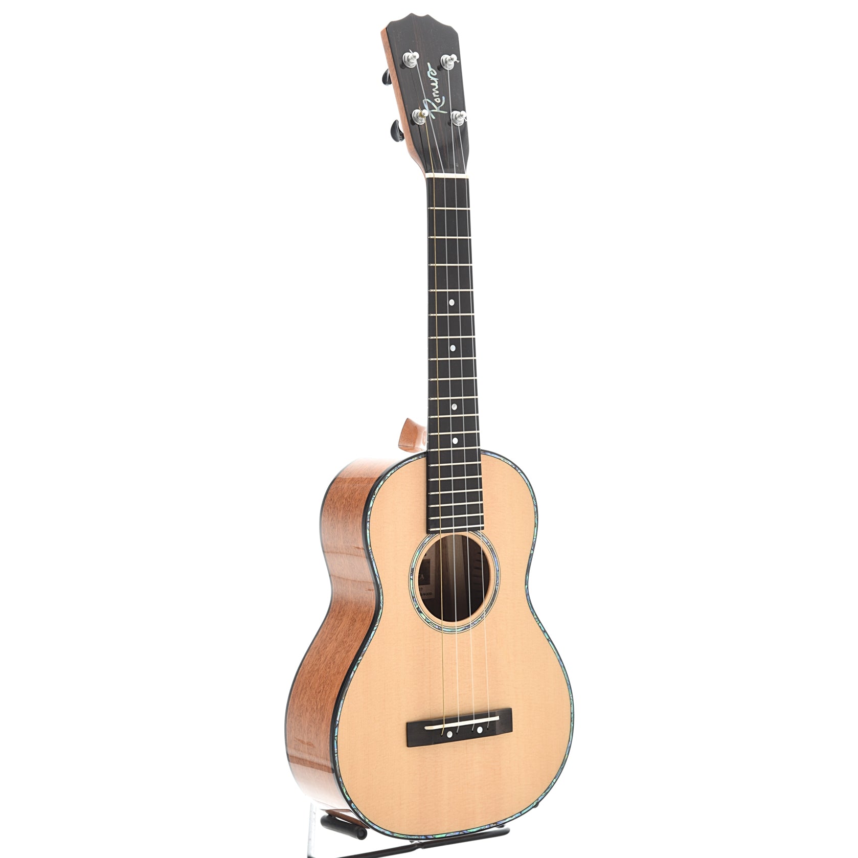 full front and side of Romero Creations Signature Tenor Ukulele,  Spruce & Mahogany