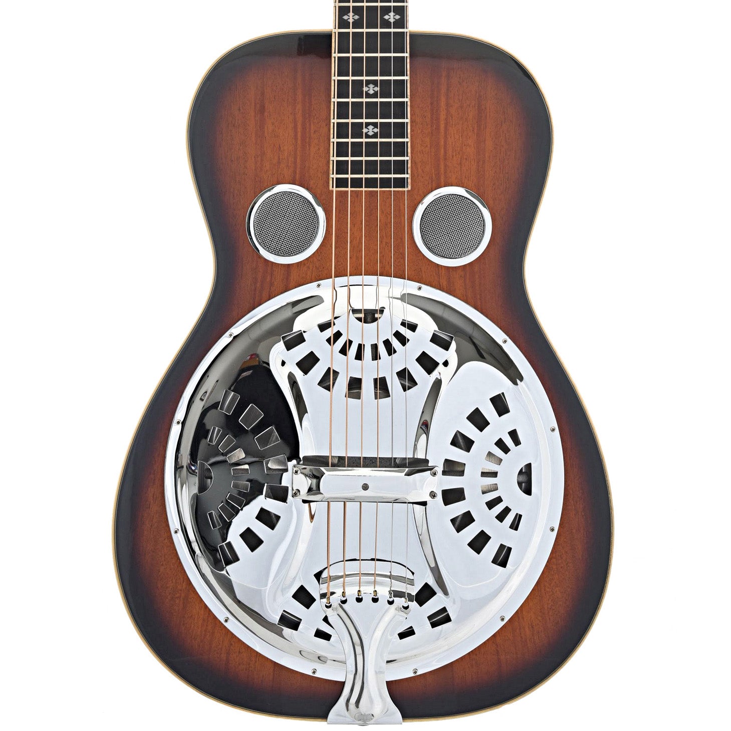 Front of Beard Gold Tone PBS-M Solid Mahogany, Squareneck Resonator Guitar 