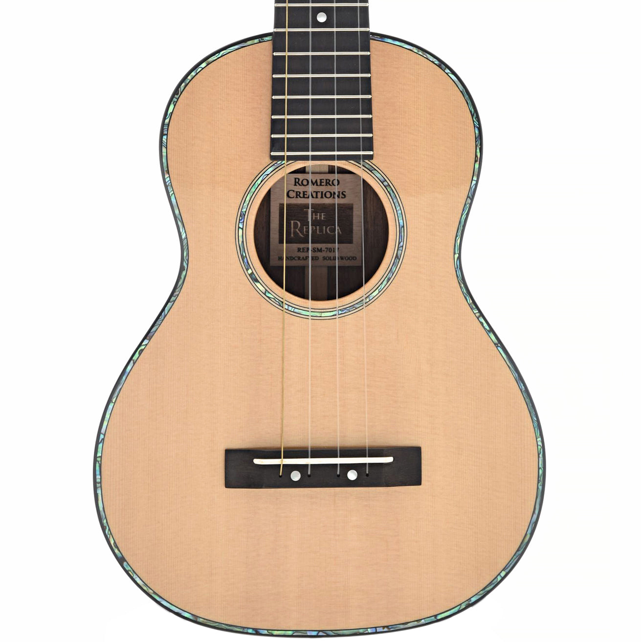 front of Romero Creations Signature Tenor Ukulele,  Spruce & Mahogany