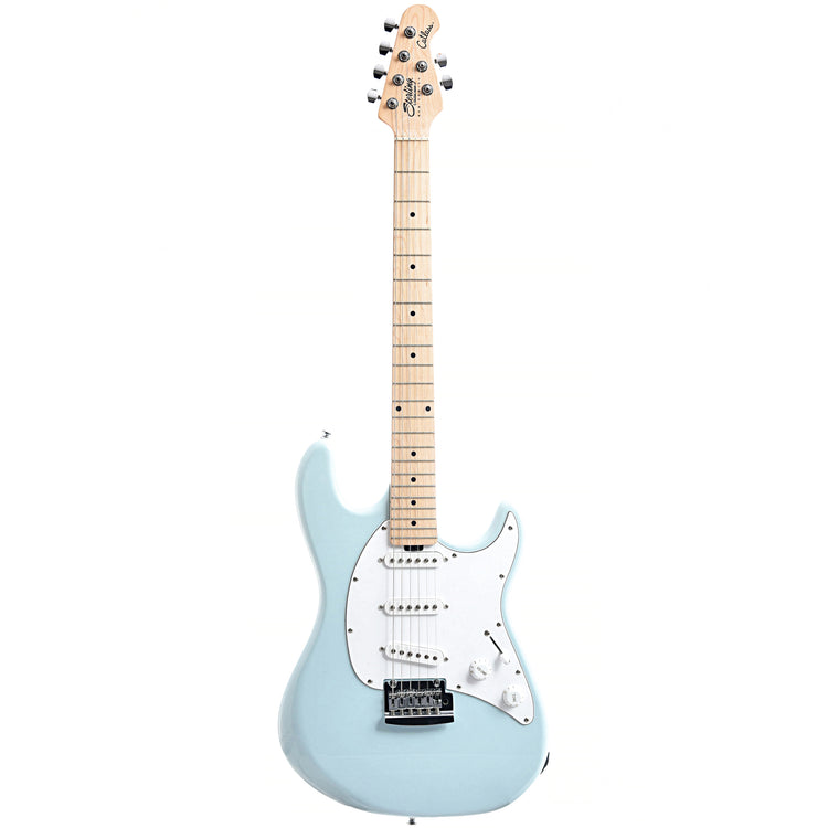 full front of of Sterling by Music Man Cutlass SSS, Daphne Blue