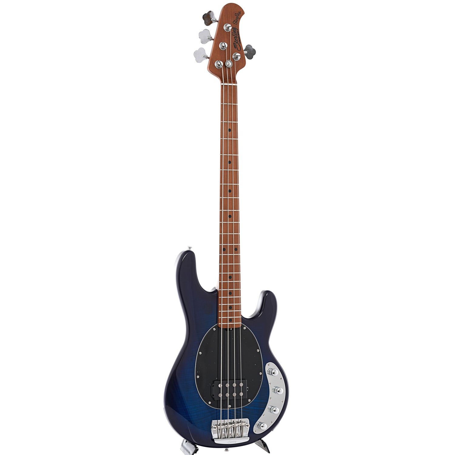 Image 11 of Sterling by Music Man StingRay34 Flamed Maple 4-String Bass, Neptune Blue- SKU# RAY34FM-NB : Product Type Solid Body Bass Guitars : Elderly Instruments