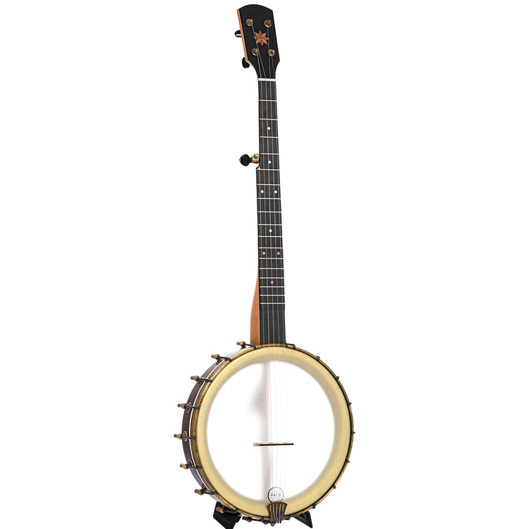 Full front and side of Pisgah 12" Cherry Rambler Dobson Special Copper Openback Banjo