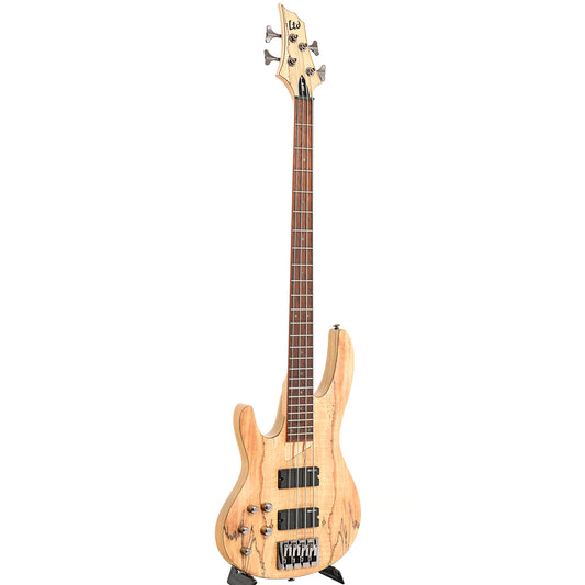 full front of ESP LTD Left Handed B-204SM Spalted Maple Natural Satin 4-String Bass