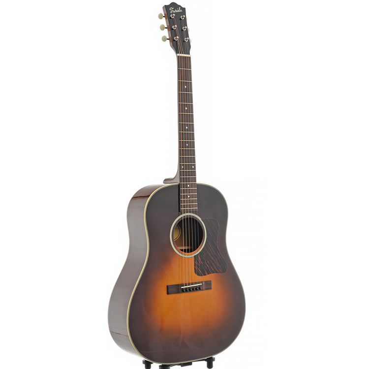 Full Front and Side of Farida Old Town Series OT-65 X Wide VBS Acoustic Guitar