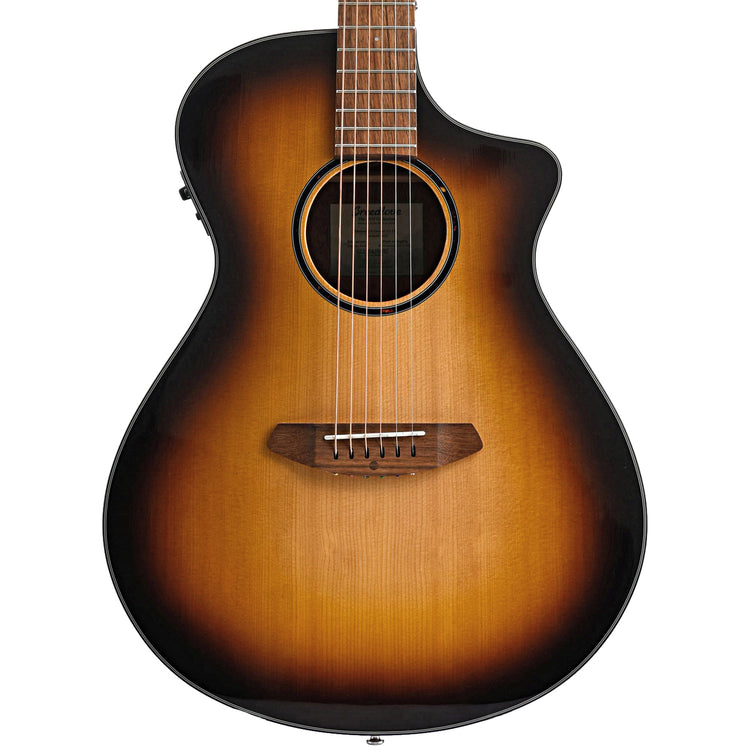 Front of Breedlove Eco Collection Discovery S Concert Edgeburst CE Sitka-African Mahogany