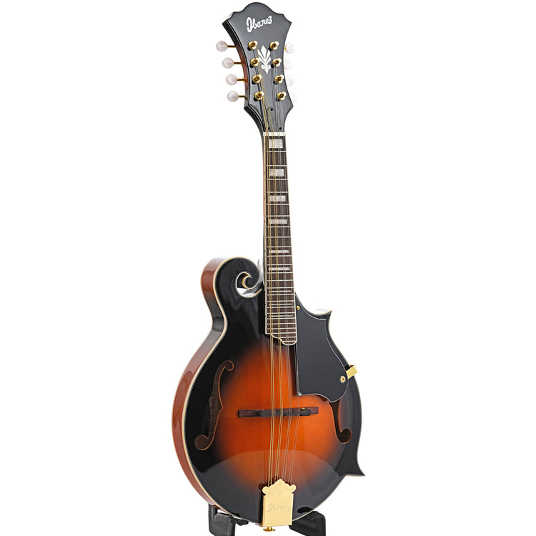 Full front and side of Ibanez M522 F-Style Mandolin, Brown Sunburst