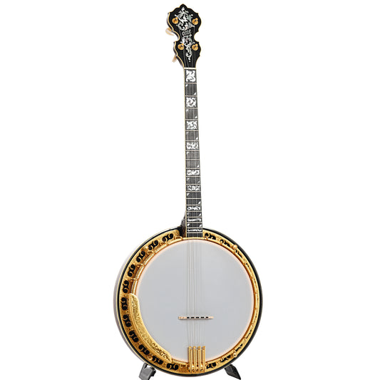 Full front and side of Ome Grand Artist Tenor Banjo