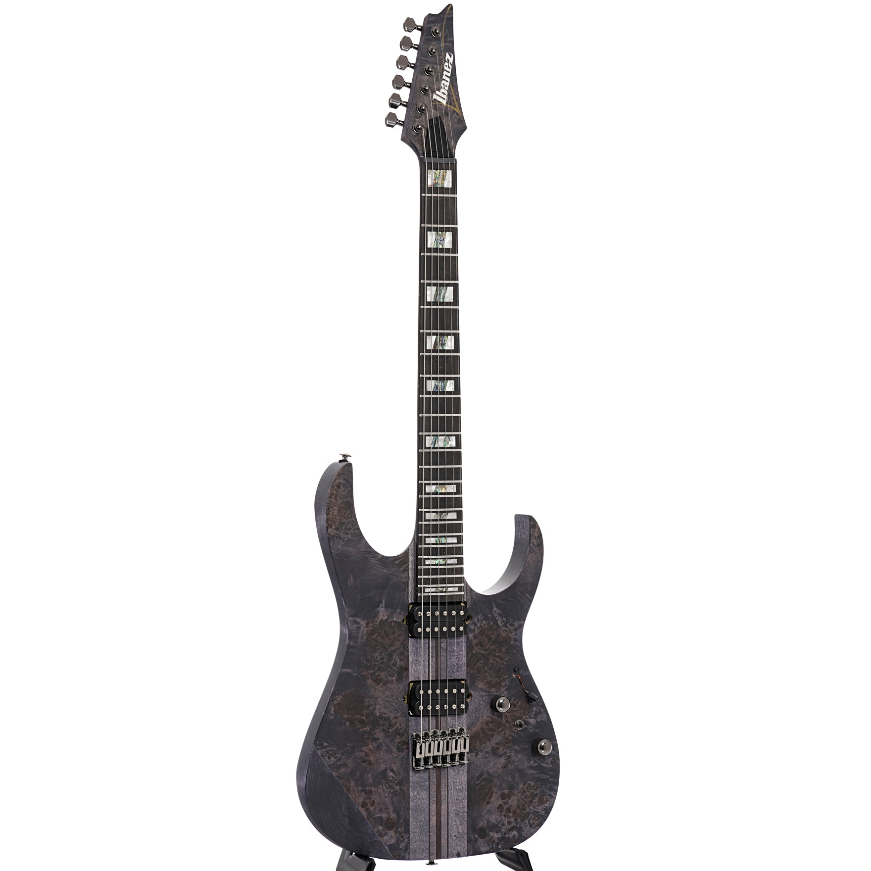 Full front and side of Ibanez Premium RGT1221PB, Deep Twilight Flat