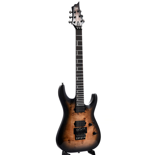 Full front and side of ESP LTD H-1001FR Electric Guitar, Black Natural Burst