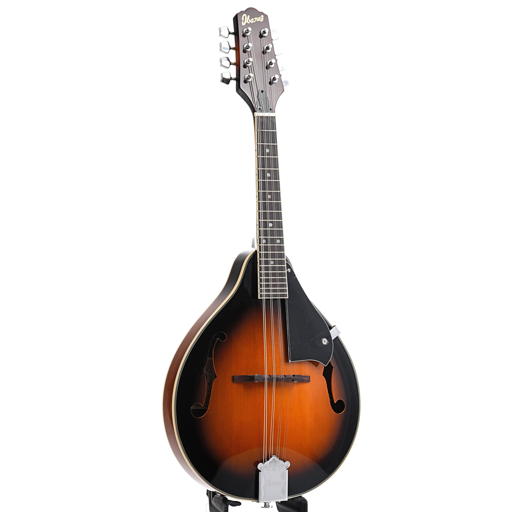 Full Front and Side of Ibanez M510 A-Style Mandolin, Brown Sunburst