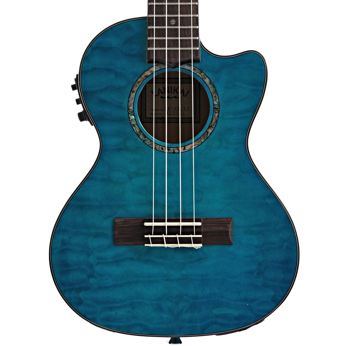 Font of Lanikai Quilted Maple Blue Stain A/E Tenor Ukulele