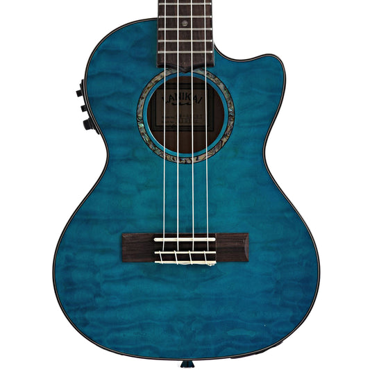 Font of Lanikai Quilted Maple Blue Stain A/E Tenor Ukulele