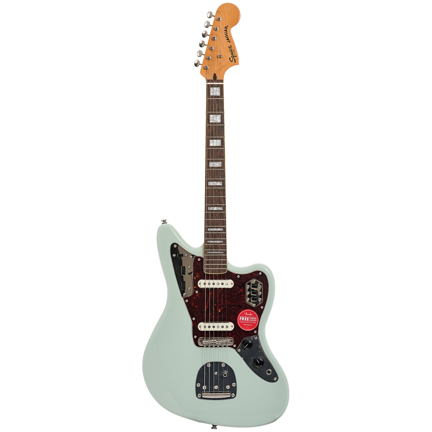 Full front of Squier Classic Vibe '70s Jaguar, Surf Green