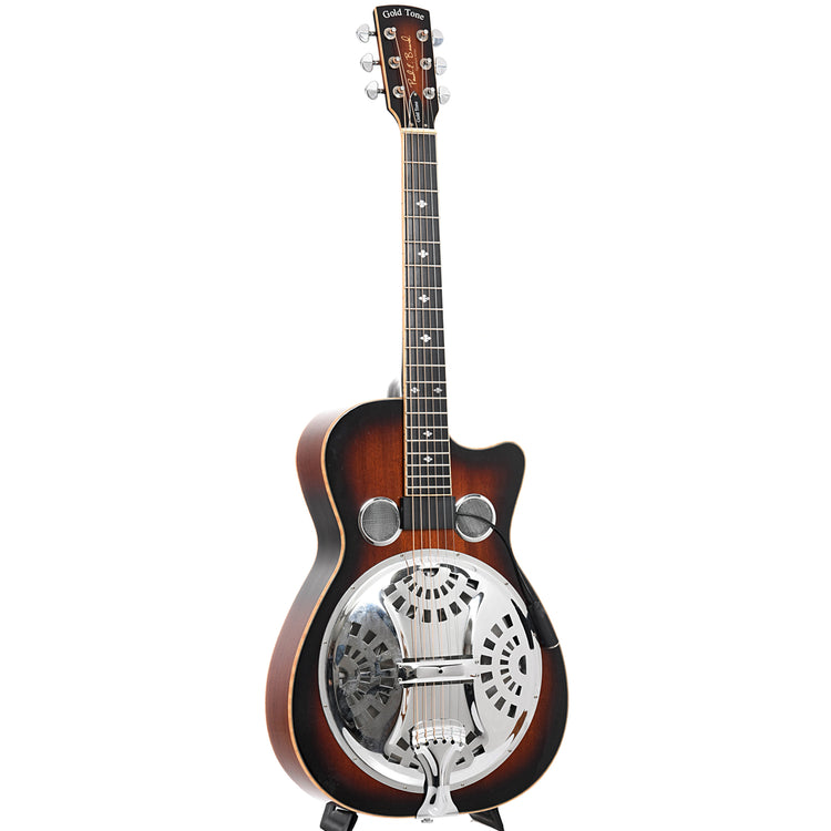 Full front and side of Gold Tone PBR-CA Resonator Guitar