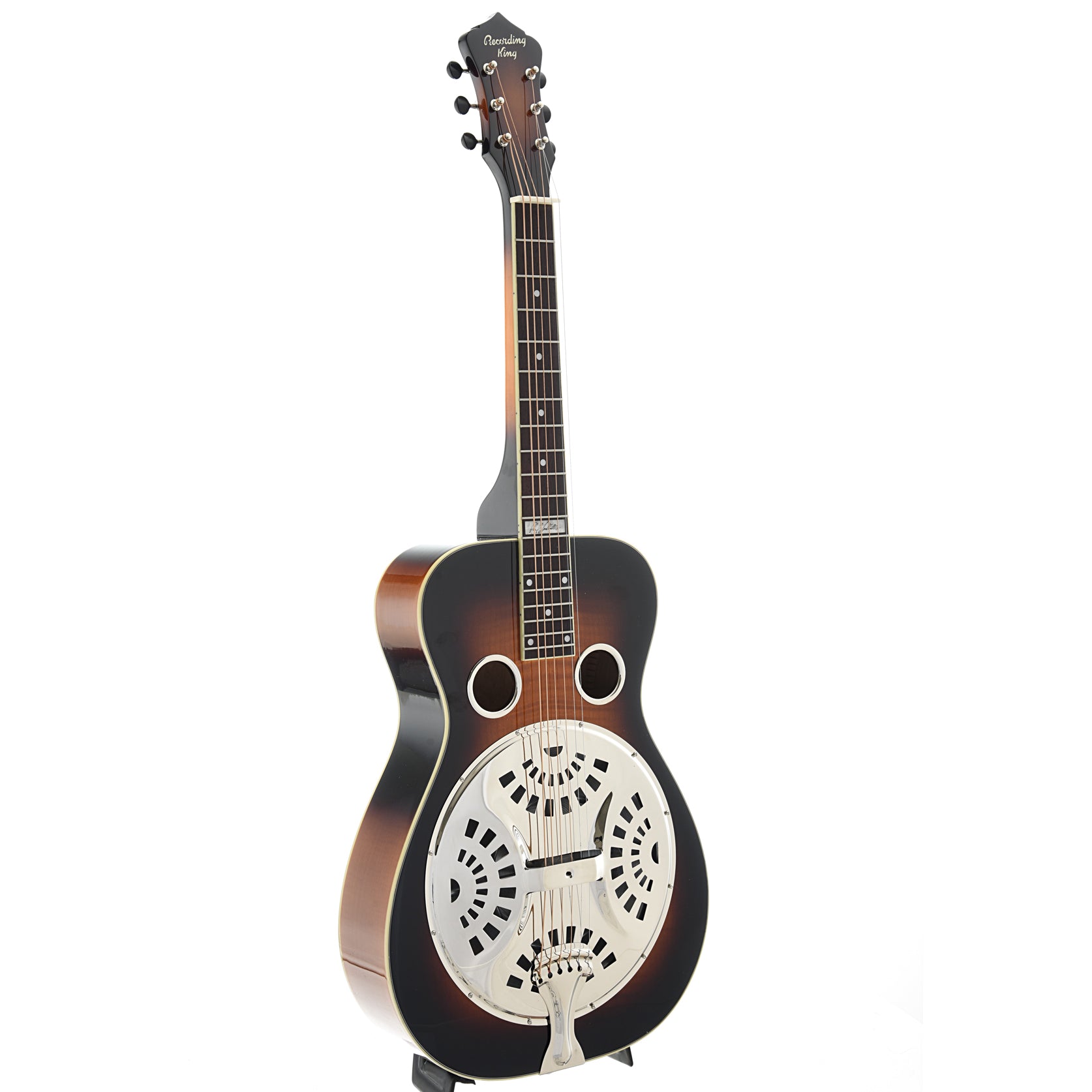 Full Front and Side of Recording King Phil Leadbetter Signature Squareneck Resonator Guitar