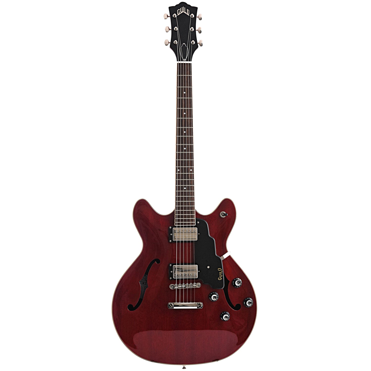 Full front of Guild Starfire I Double Cutaway Semi-Hollow Body Guitar, Cherry Red