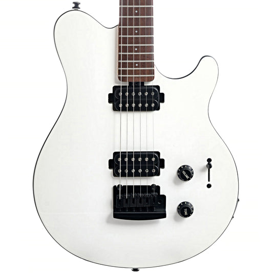 Front of Sterling by Music Man Axis, White Finish