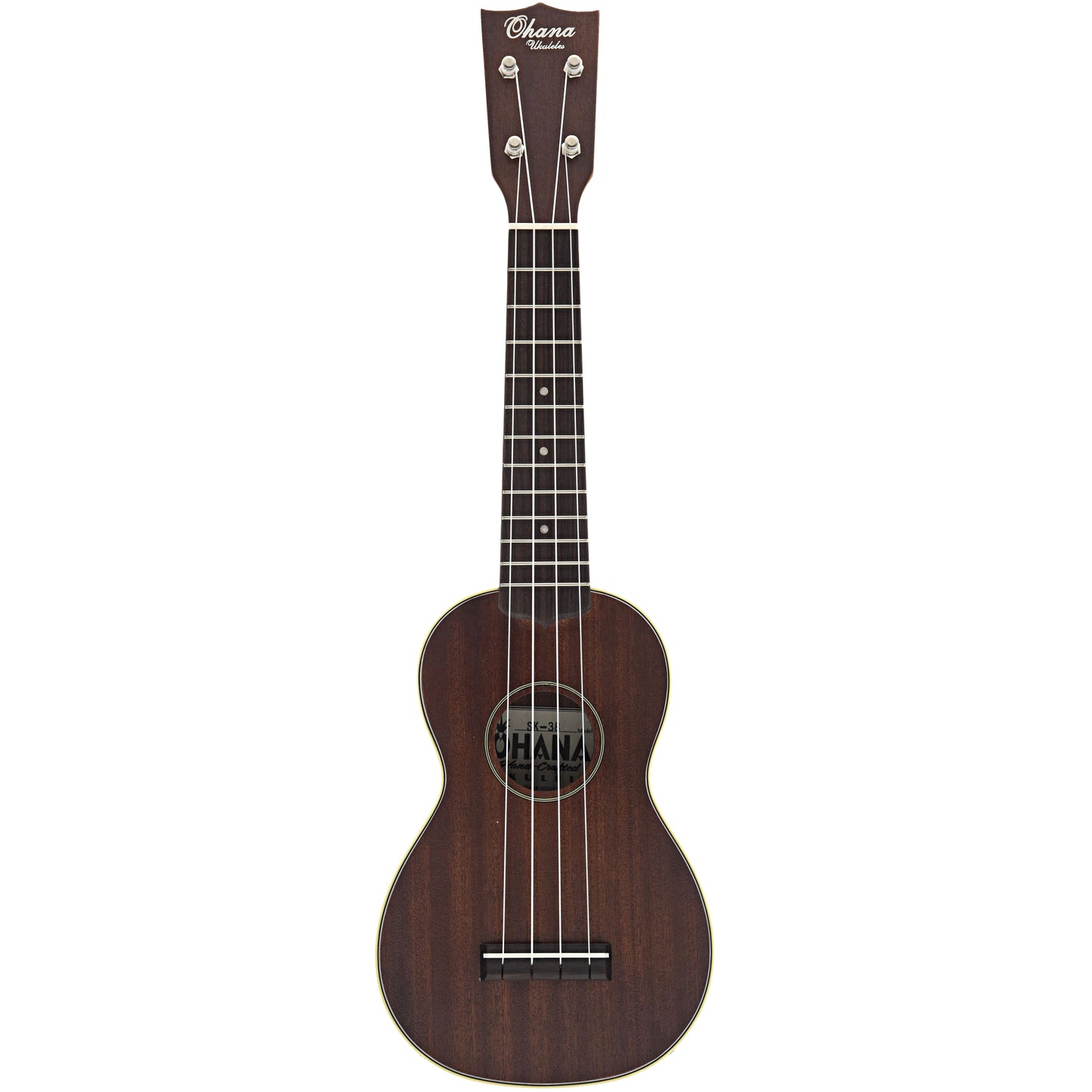 full front of Ohana Vintage SK-38 Premium-Grade Mahogany Soprano Ukulele