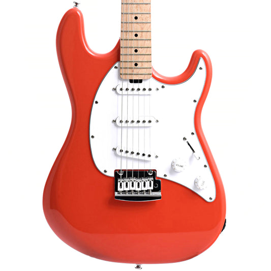Front of Sterling by Music Man Cutlass SSS Electric Guitar, Fiesta Red