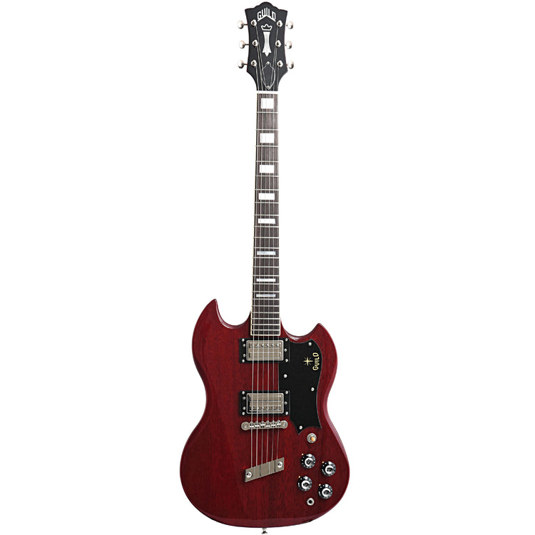 Full front of Guild Newark ST. Collection S-100 Polara, Cherry Red