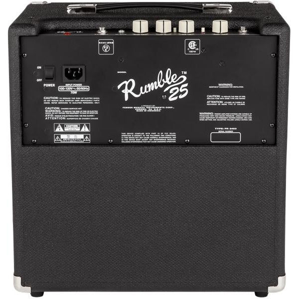 Back of Fender Rumble 25 Bass Combo Amplifier
