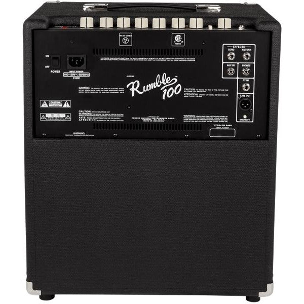 Back of Fender Rumble 100 Bass Combo Amplifier