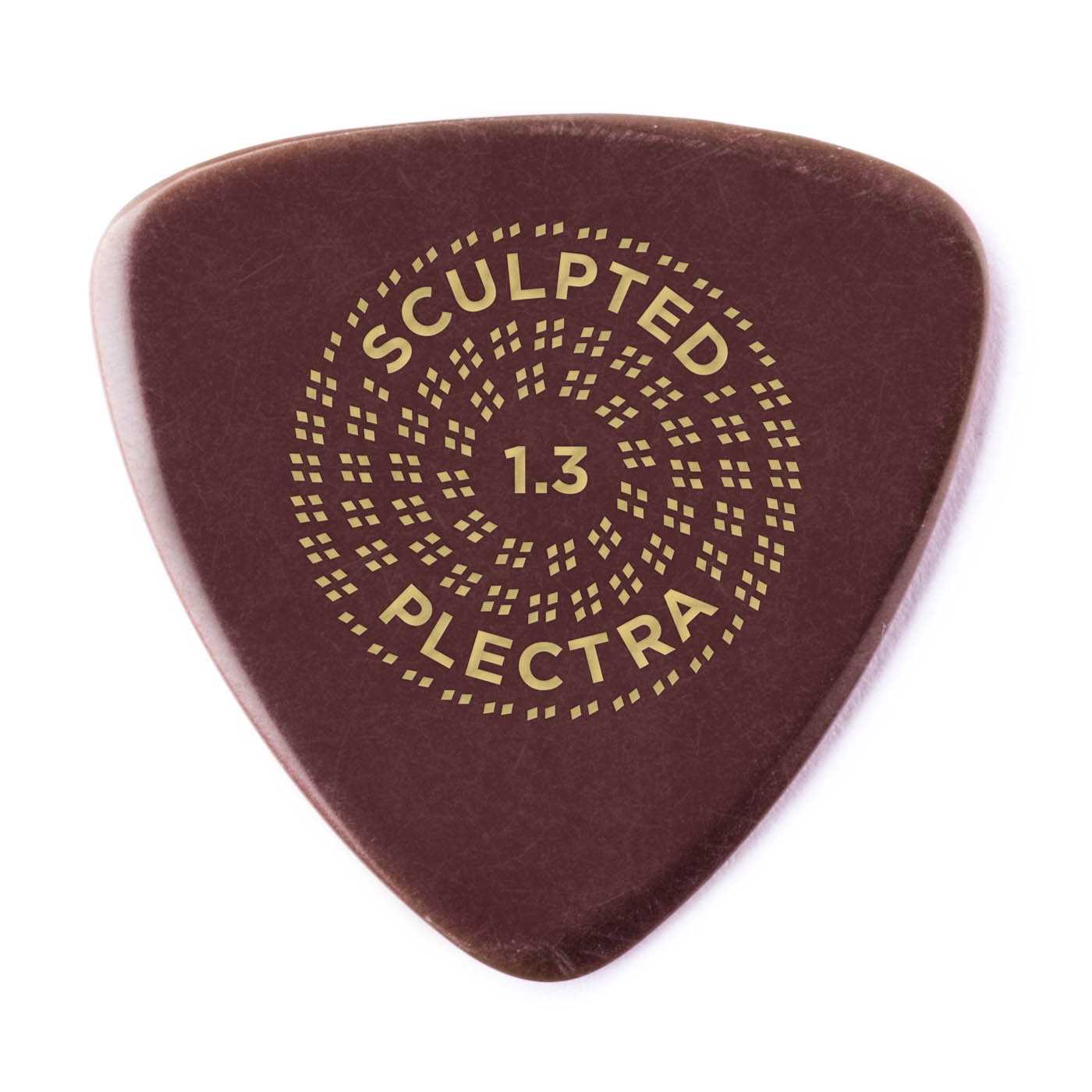 Back of Dunlop Primetone Sculpted Plectra, Ultex Small Triangle , 1.30MM Thick, Three Pack