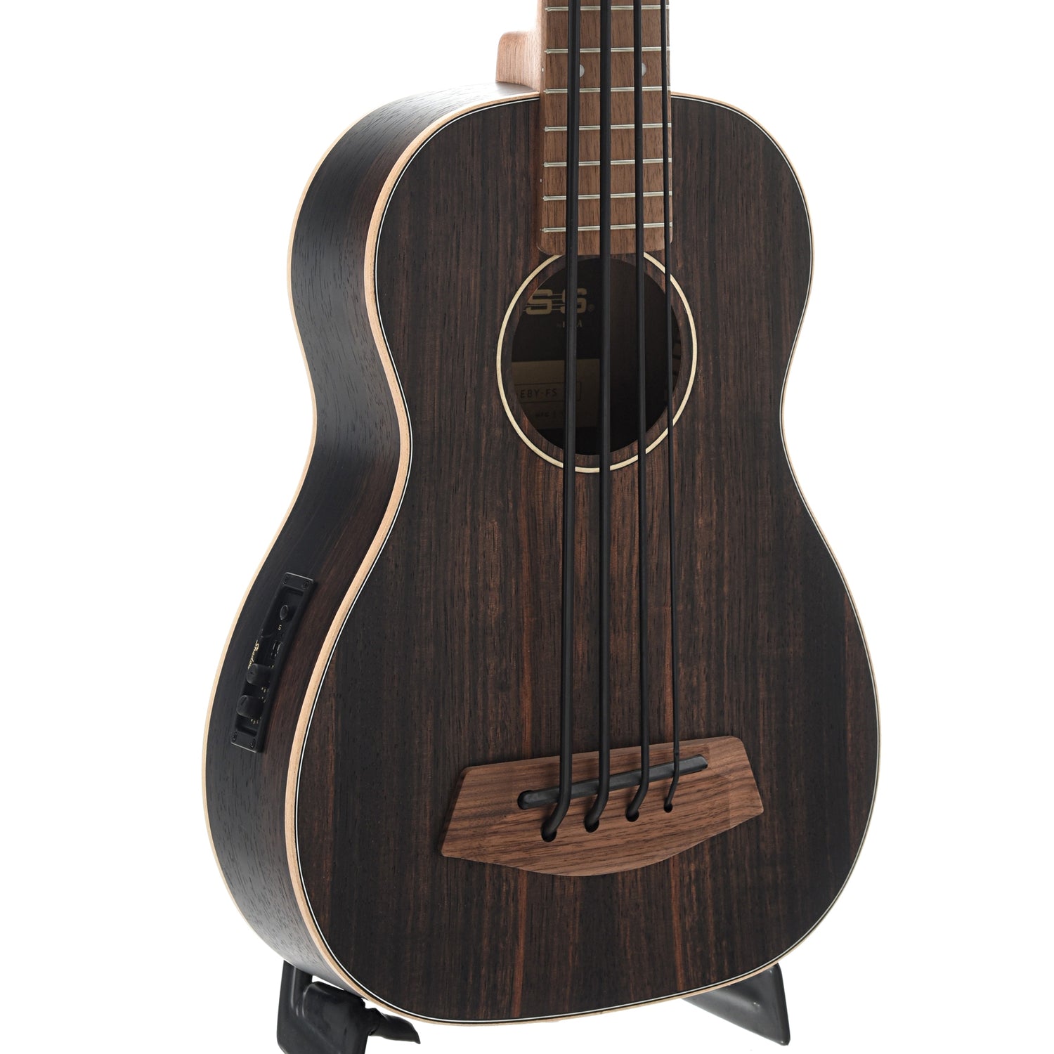 Image 2 of Kala U-Bass Striped Ebony Fretted Mini-Bass with Gigbag - SKU# UBEBY : Product Type Acoustic Bass Guitars : Elderly Instruments