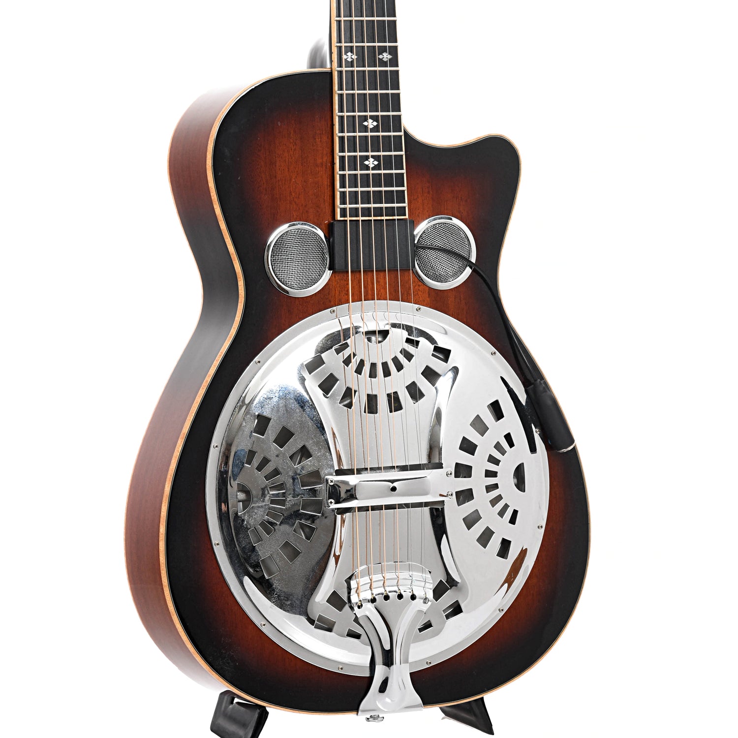 Front and side of Gold Tone PBR-CA Resonator Guitar