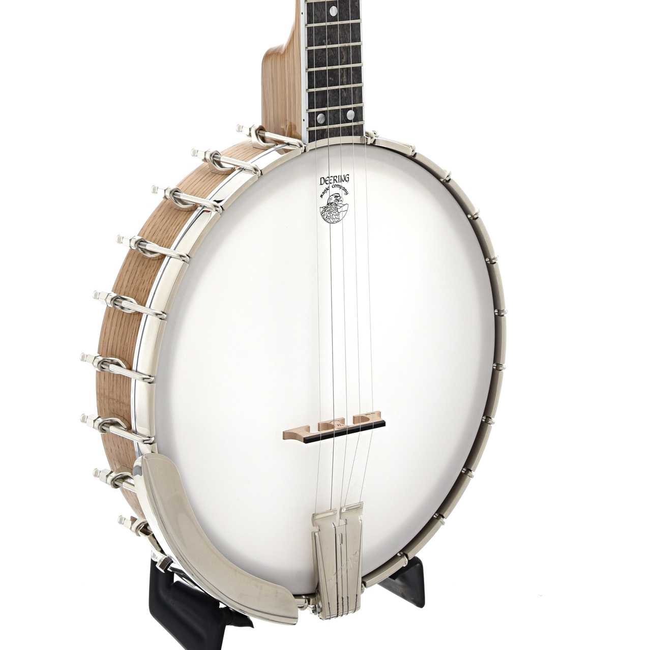 Front and Side of Vega  (by Deering) White Oak Longneck Openback Banjo