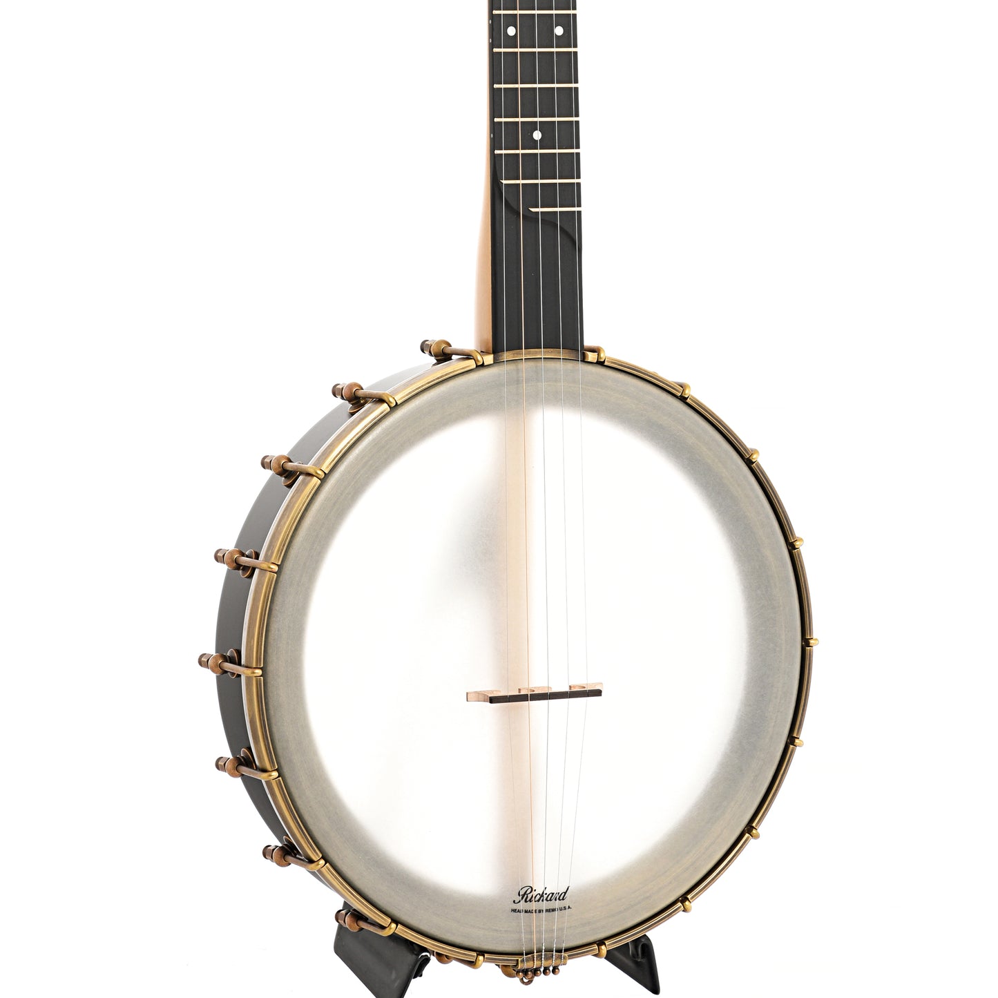 Front and Side of Rickard 12" Maple Ridge Openback Banjo