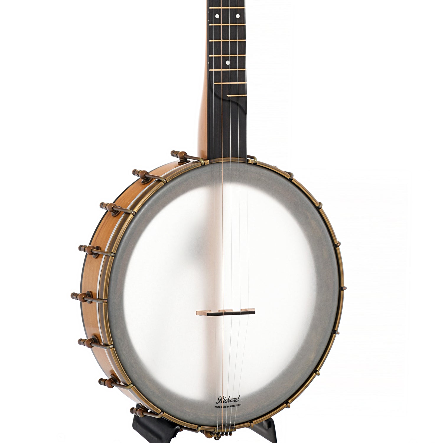 Front and Side of Rickard 12" Dobson Openback Banjo 