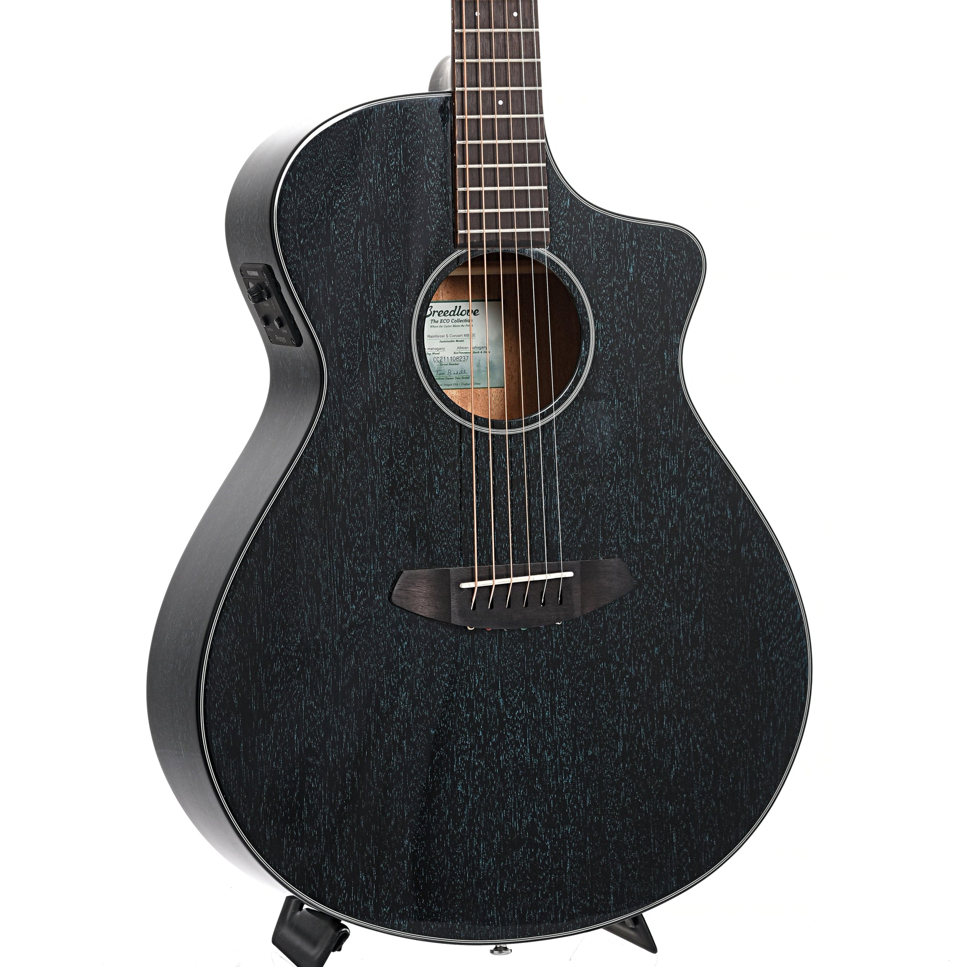 Image 3 of Breedlove Rainforest S Concert Midnight Blue CE African Mahogany - African Mahogany Acoustic-Electric Guitar- SKU# BRF-CTMB : Product Type Flat-top Guitars : Elderly Instruments