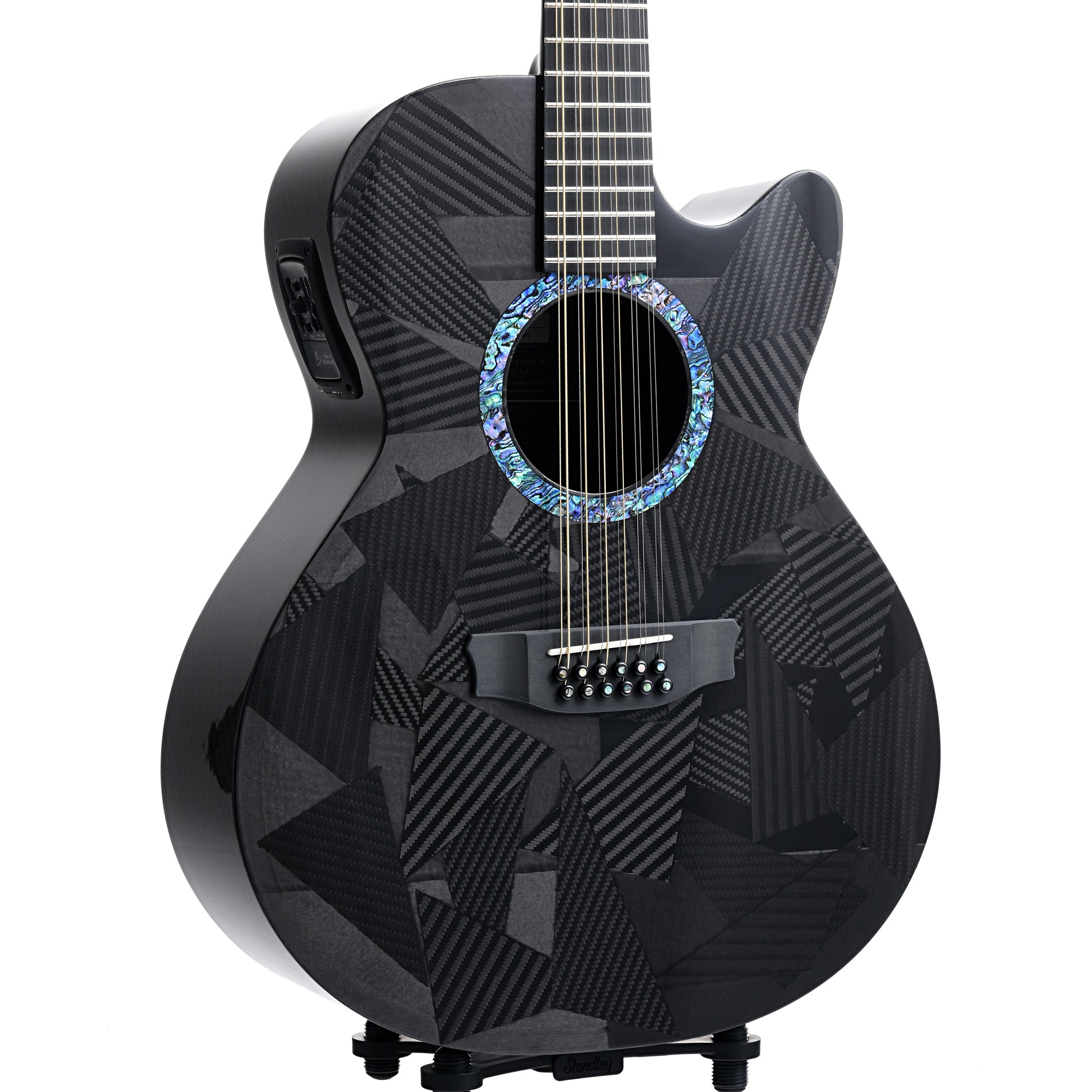 Front and side of Rainsong Black Ice WS3000 12-string